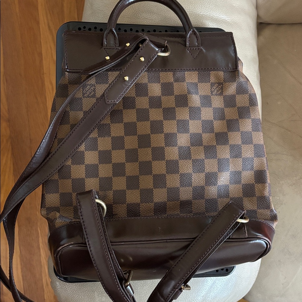 Luxury Brown Checkered Backpack - image 2